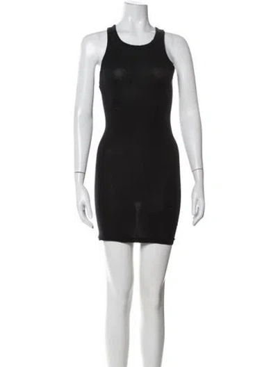 Pre-owned Rick Owens Crew Neck Mini Dress In Blue