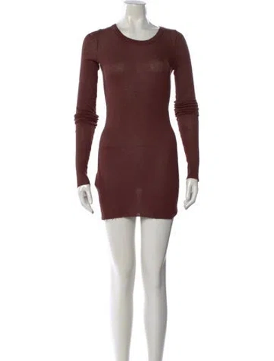Pre-owned Rick Owens Crew Neck Mini Dress In Brown