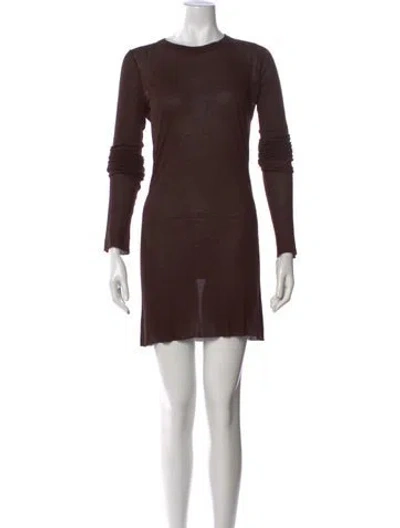 Pre-owned Rick Owens Crew Neck Mini Dress In Brown