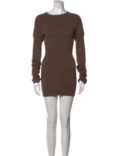 Pre-owned Rick Owens Crew Neck Mini Dress In Brown