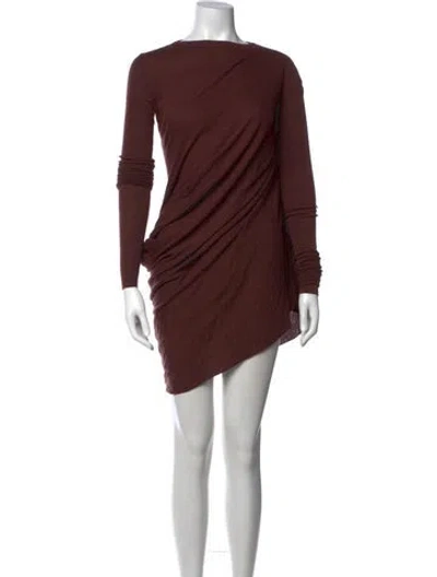 Pre-owned Rick Owens Crew Neck Mini Dress In Brown/burgundy