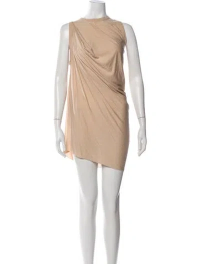 Pre-owned Rick Owens Crew Neck Mini Dress In Neutral