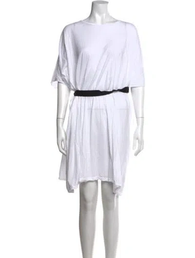 Pre-owned Rick Owens Crew Neck Mini Dress In White