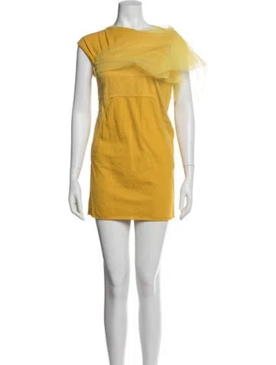 Pre-owned Rick Owens Crew Neck Mini Dress In Yellow