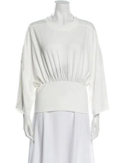 Pre-owned Rick Owens Crew Neck Three-quarter Sleeve Sweatshirt In White