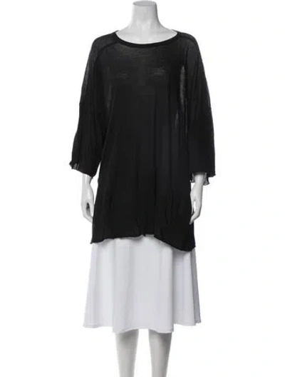 Pre-owned Rick Owens Crew Neck Three-quarter Sleeve Top In Black