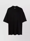 Rick Owens Crewneck Oversized T-shirt Raw-edge Hems In Black