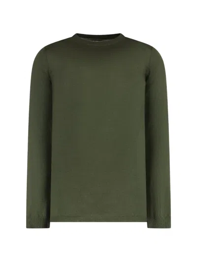 Rick Owens Biker Level Round Neck Knit Sweater In Green