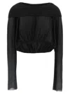 Rick Owens Black Hollywood Cropped Hooded Tunic Top