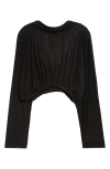 Rick Owens Crop Hoodie In Black