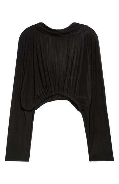 Rick Owens Crop Hoodie In Black