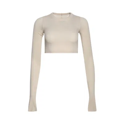 Pre-owned Rick Owens Crop Long-sleeve Tee 'natural' | Tan | Women's Size 40