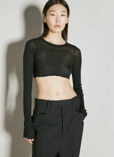 Rick Owens Crop Long-sleeve Top In Black