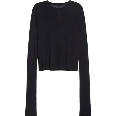 Rick Owens Crop Rib Long Sleeve T-shirt In Black