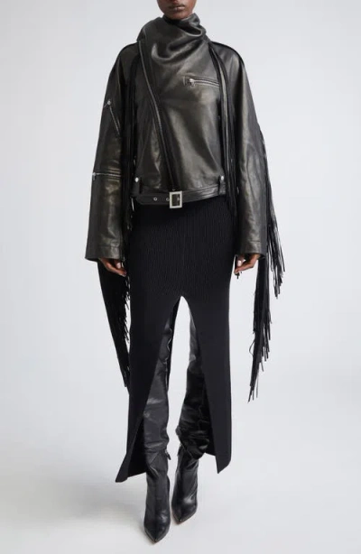 Rick Owens Crop Scarf Flight Jacket In Black