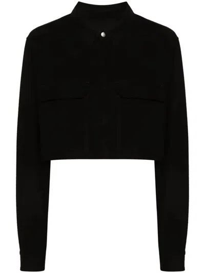 Rick Owens Cotton Cropped Shirt In Black