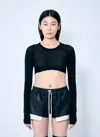 Rick Owens Hollywood Ls Crop T-shirt In Black