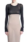 Rick Owens Hollywood Ls Crop T-shirt In Black