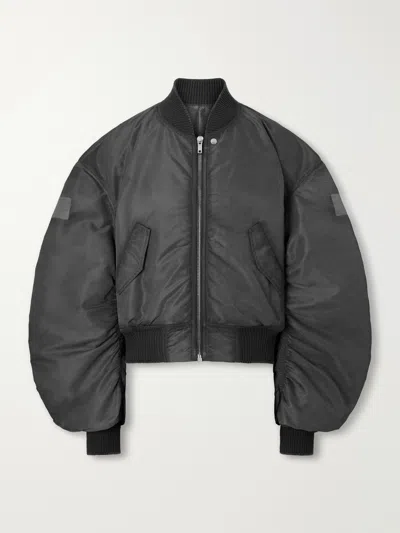 Rick Owens Cropped Appliquéd Shell Bomber Jacket In Gray