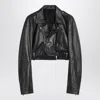Rick Owens Mens Black Flight Cropped Leather Shearling Jacket In Black
