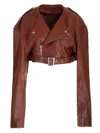 Rick Owens Cropped Biker Jacket Jackets Brown In Red