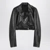 Rick Owens Cropped Biker Leather Jacket Men