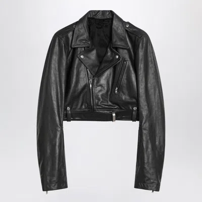 Rick Owens Cropped Biker Leather Jacket