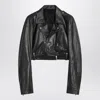Rick Owens Cropped Biker Leather Jacket Men In Black