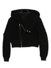 Rick Owens Cropped Black Coat With Oversized Collar In Black