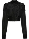 Rick Owens Black Round Collar Polyester Bomber In Black