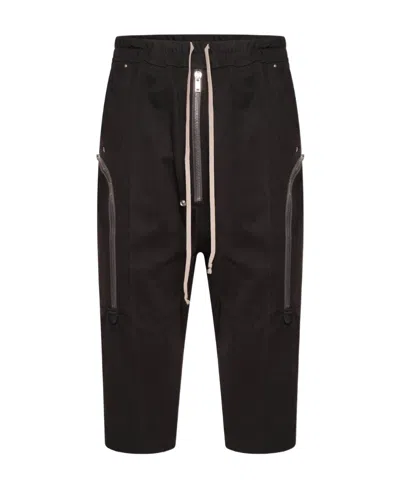 Rick Owens Cropped Cargo Track Pants In Black