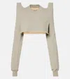 Rick Owens Cropped Cotton-blend Jersey Sweatshirt In Neutral