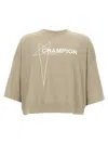 Rick Owens Champion Graphic Print Crew Neck T-shirt In Neutral