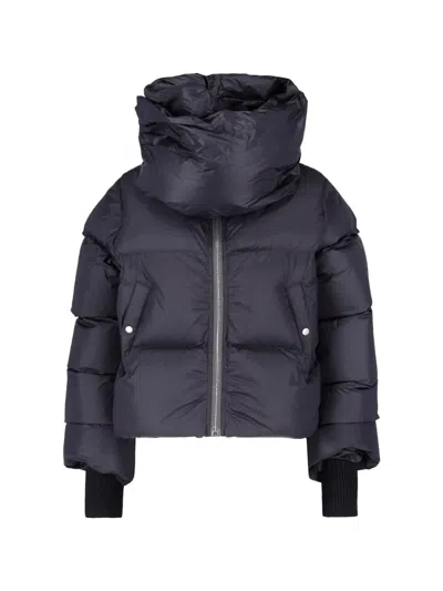 Rick Owens Cropped Down Jacket "tower" In Black