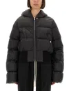 Rick Owens Cropped Down Jacket With Hood In Black