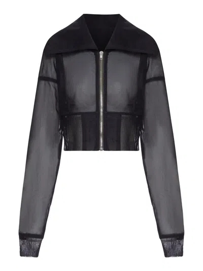 Rick Owens Cropped Dracucollar Bomber In Blue