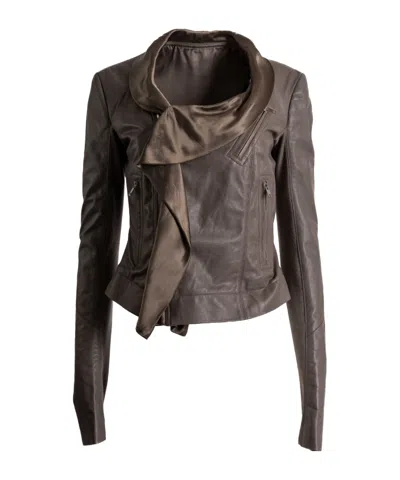 Rick Owens Cropped Draped Jacket In Brown