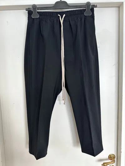 Pre-owned Rick Owens Cropped Drawstring Astaire Pants In Black