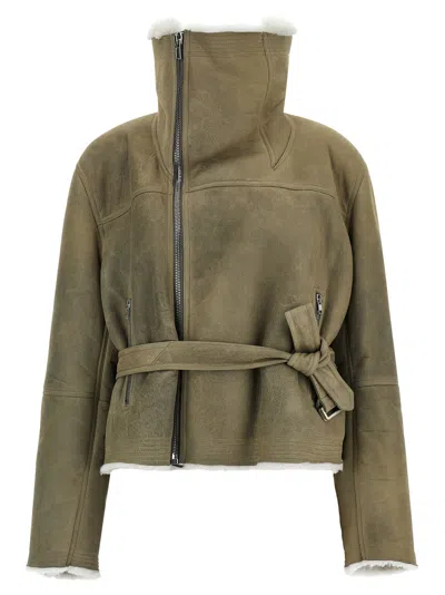 Rick Owens 'cropped Flight' Jacket In Brown