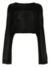 Rick Owens Black Hollywood Cropped Hooded Tunic Top In Black