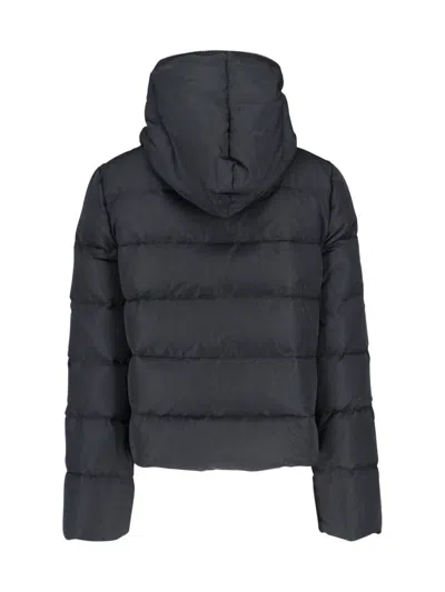 Rick Owens Cropped Hooded Down Jacket In Black