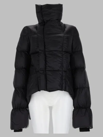 Rick Owens Cropped Hooded Puffer Jacket In Black