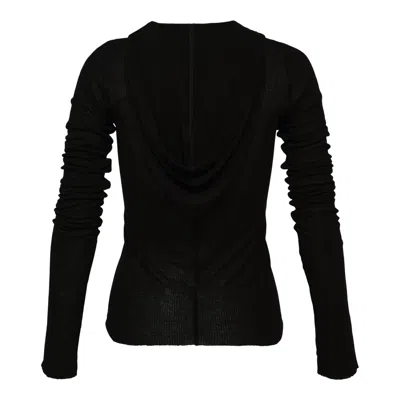 Rick Owens Cropped Hooded Rib T Viscos In Black