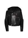 Rick Owens Black Hollywood Hooded Stooges Leather Jacket