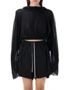 Rick Owens Cropped Hooded Tunic With Flowing Sleeves