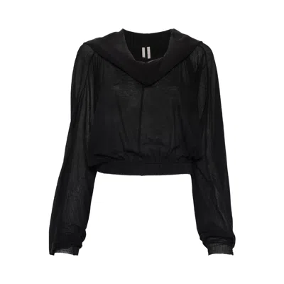 Pre-owned Rick Owens Cropped Hooded Tunic 'black' | Women's Size Onesize