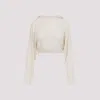 Rick Owens Natural White Virgin Wool Cropped Hooded Tunic Pullover In White