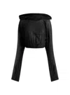 Rick Owens Cropped Hooded Tunic Tee Black