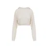 Rick Owens Natural White Virgin Wool Cropped Hooded Tunic Pullover In White