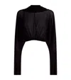 Rick Owens Cropped Hooded Tunic With Flowing Sleeves In Black